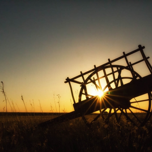 2525 PZInd2021 Rae McLeod Red River Cart At Sunset